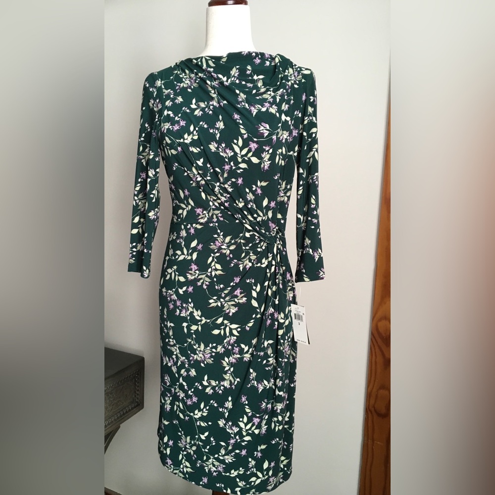 Ralph Lauren Forest Green Floral Wrap-Style Dress - Women